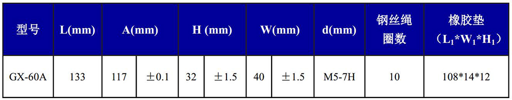 GX-60A抗强冲击钢丝绳隔振器尺寸