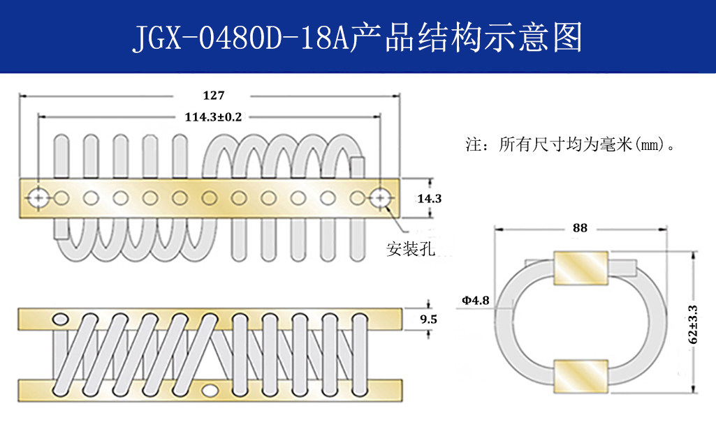 JGX-0480D-18A多应用钢丝绳隔振器结构