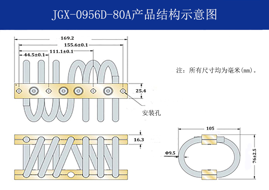 JGX-0956D-80A多应用钢丝绳减震器结构