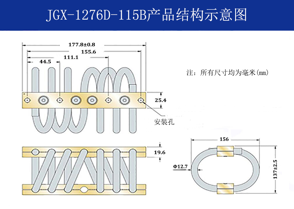 JGX-1276D-115B多应用钢丝绳隔振器结构