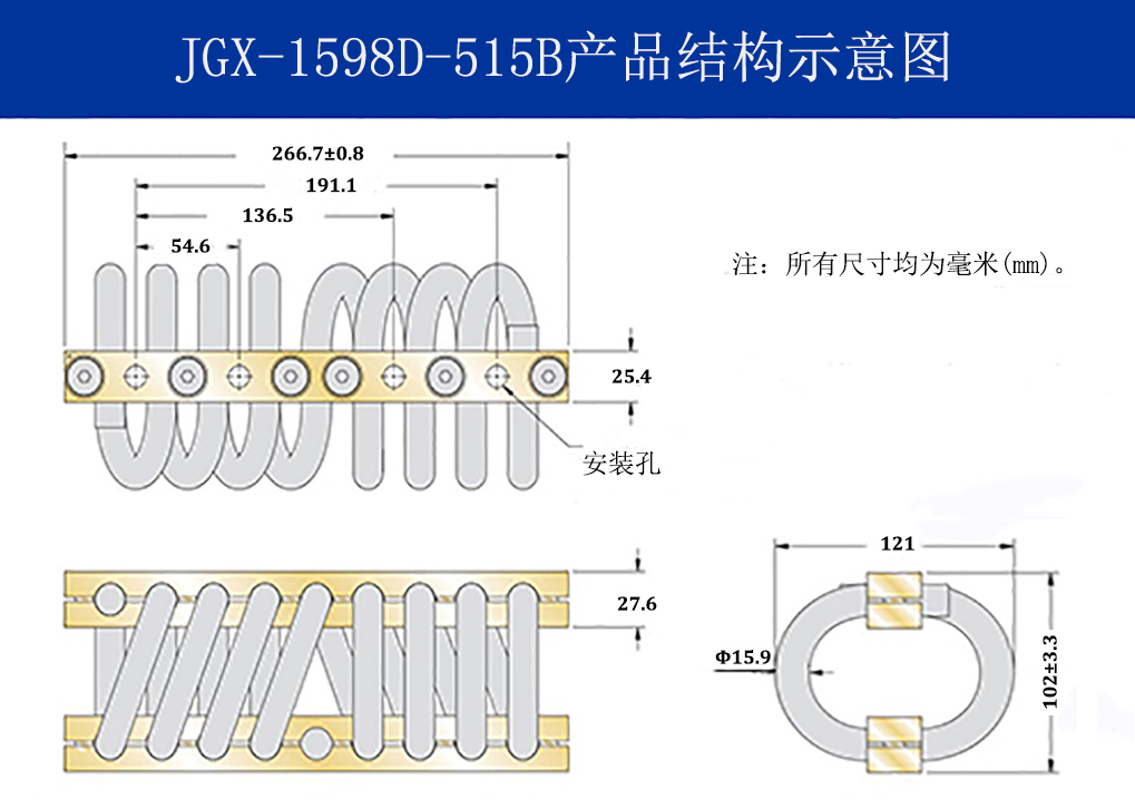 JGX-1598D-515B多应用钢丝绳隔振器结构